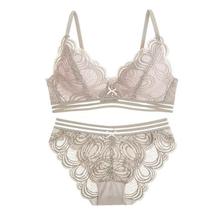 Sexy Wire Free Lace Bra Set Women Hollow Out Lingerie Bra