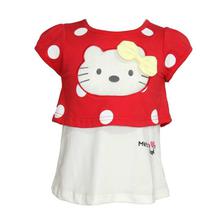 Red/White Hello Kitty Textured Top For Girls