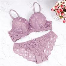 SALE- 2018 brand new sexy lace bra set solid flower three