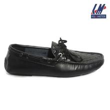 KILOMETER Black Textured Sider Loafers For Men