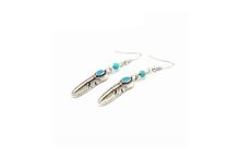 Feather Drop Earrings Sapphire Alloy Jewelry for Women