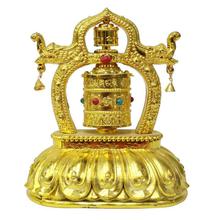 Golden Om Mani Prayer Wheel Showpiece