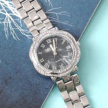 Ultima Grey Roman Dial Stoned Analog Watch For Women -Silver