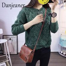 Danjeaner 2018 Vintage Women Sweater New Fashion O-neck