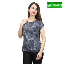 Sonam Gears Round Neck Printed T-Shirt For Women (304)- Blue