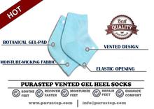 Unisex Moisturizing Heel Socks for Dry Hard Crack and Pain Relief with Open Toe Botanical Gel Pad-Blue