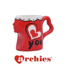 Red Face Print Love You Ceramic Mug