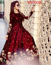 Maroon Embroidered Party Gown For Women