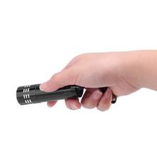 Super Mini Aluminum UV Light Torch 9 LED Flashlight Black