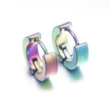 Rainbow color Stainless-Steel Hinged Hoop Piercing Earring For Men