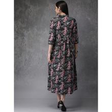 Women Printed Pure Cotton A-line Kurta  (Black)