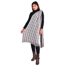 Paislei grey stole with white stripes for women - MG-M73