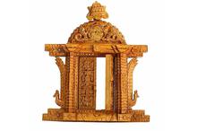 Yellow Traditional Crafted Wooden Showpiece