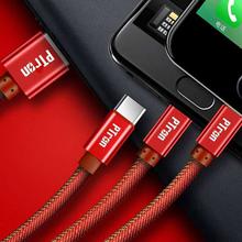 PTron Indigo 2A 3 In 1 Sync Charging Cable Jeans Cloth USB Data Cable For Smartphones (Black)