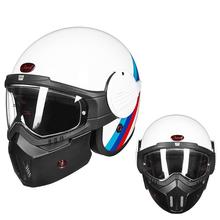 Beon B-706 Fiberglass Helmet with Mask- White with Rainbow Designed