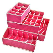 Styleys Fabric Foldable Storage Box (Beige, Standard Size) - Set of 4