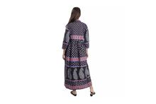 Floral Printed Long Kurti Dress For Women-Black