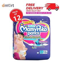 MamyPoko Pant Style Diapers Size Large - 12 Count (Pack of 12 = 144 Pcs)