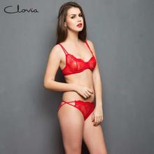 Clovia Red Sexy Non Padded Underwired Bra and Panty Set For Women