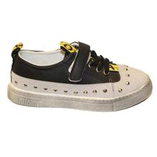 Black Cat Black/Grey Studded Velcro Casual Shoes For Boys - BCKS-2018