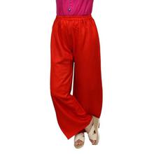 Fire Orange Solid Rayon Palazzos For Women