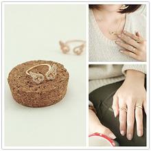 Unique Design Zircon Angel Wings Open Adjustable Finger Ring For Women