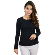 Black Round Neck Solid Plain T shirt