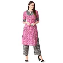 KHUSHAL K Women's Cotton Printed Kurta with Palazzo Set