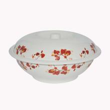 Servewell Red Leaves Round Serving Bowl with Lid 10.5″