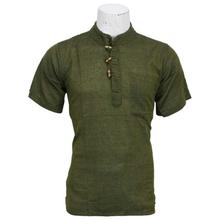 Green Wooden Button Shirt For Men