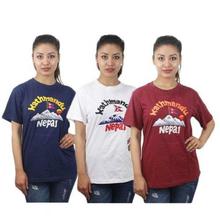 Pack Of 3 Embroidered 100% Cotton T-Shirt For Women- Blue/White/Red