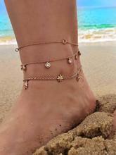 Star Detail Anklet Chain Set 3pcs