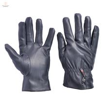 Exclusive Winter Thermal Fleece Black PU Leather Gloves