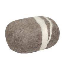 Brown/White Wool Felted Decorative Stone