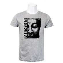 Wosa - Grey Round Neck Buddha Print Half Sleeve Tshirt for Men