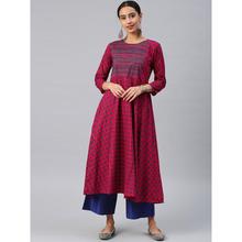 Women Red Printed A-Line Kurta