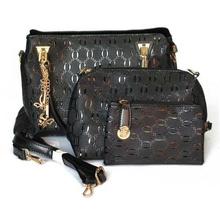 Black Textured 3 In 1 Handbag For Women