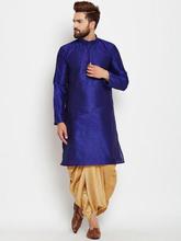 SOJANYA Men Gold-Toned Solid Kurta with Dhoti Pants