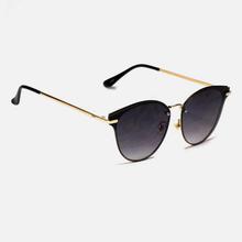 Round Cat Eye in Shaded Black Lenses With Golden Metal Legs