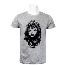 Wosa - Grey Round Neck Kumari Print Half Sleeve Tshirt for Men