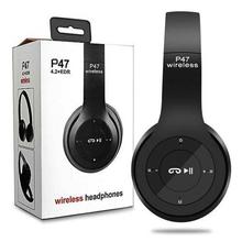 P47 On Ear Headphones Foldable Bluetooth Headset with Mic Stereo Bass Wired/Wireless Earphones-White