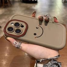 MissConnie Happy Expression Phone Case Compatible for IPhone 11 15 14 13 12 Pro Max XR X XS Max Macaron Fashionable Luxury Silicon Shockproof Cover