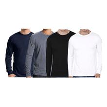 Pack of 4 Full Sleeve Round Neck Plain Cotton T-Shirts For Men