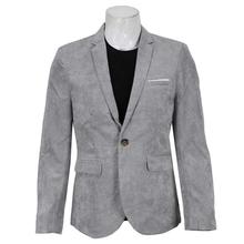 Ash Grey Single Button Blazer With Arm Patches For Men