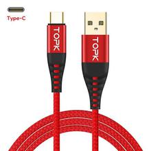 TOPK 1M 3A Quick Charge 3.0 USB Type C Cable Fast Charging Phone Cable for Samsung Huawei Xiaomi