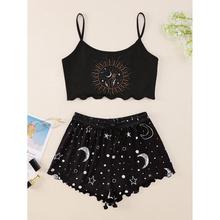 CHINA SALE-   Sun Moon Stars Pattern Printed Sling Top