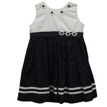 White/Black Polka Dotted Frock For Girls