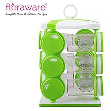 Floraware Plastic Revolving Spice Rack Set, Set of 12, Green