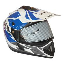 Vega White/Blue Printed Full Helmet