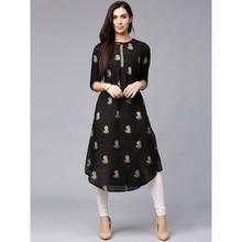 Women Black Printed A-line Kurta